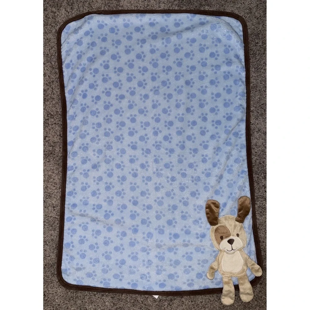 Koala‎ Baby Brown Blue Paw Print 3D Puppy Dog Baby Security Blanket Lovey Fleece